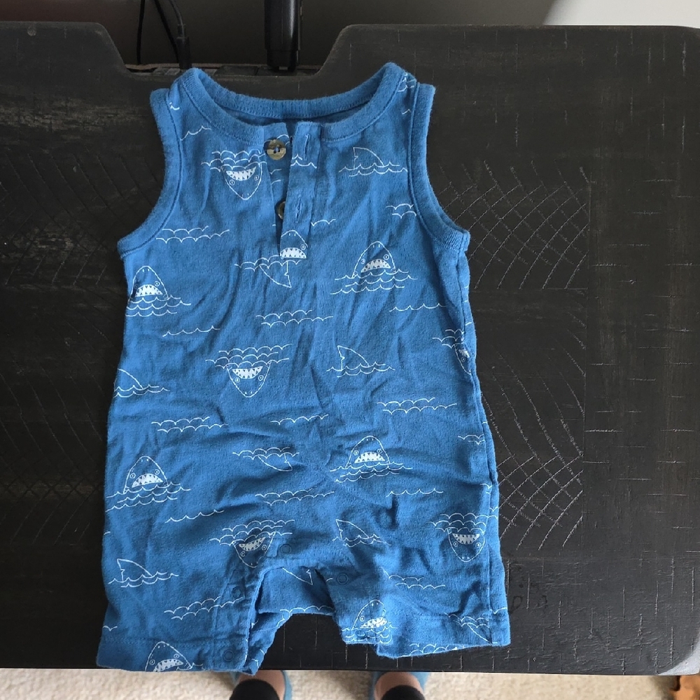 Old Navy Shark Romper, Size 6-12 Month. EUC.